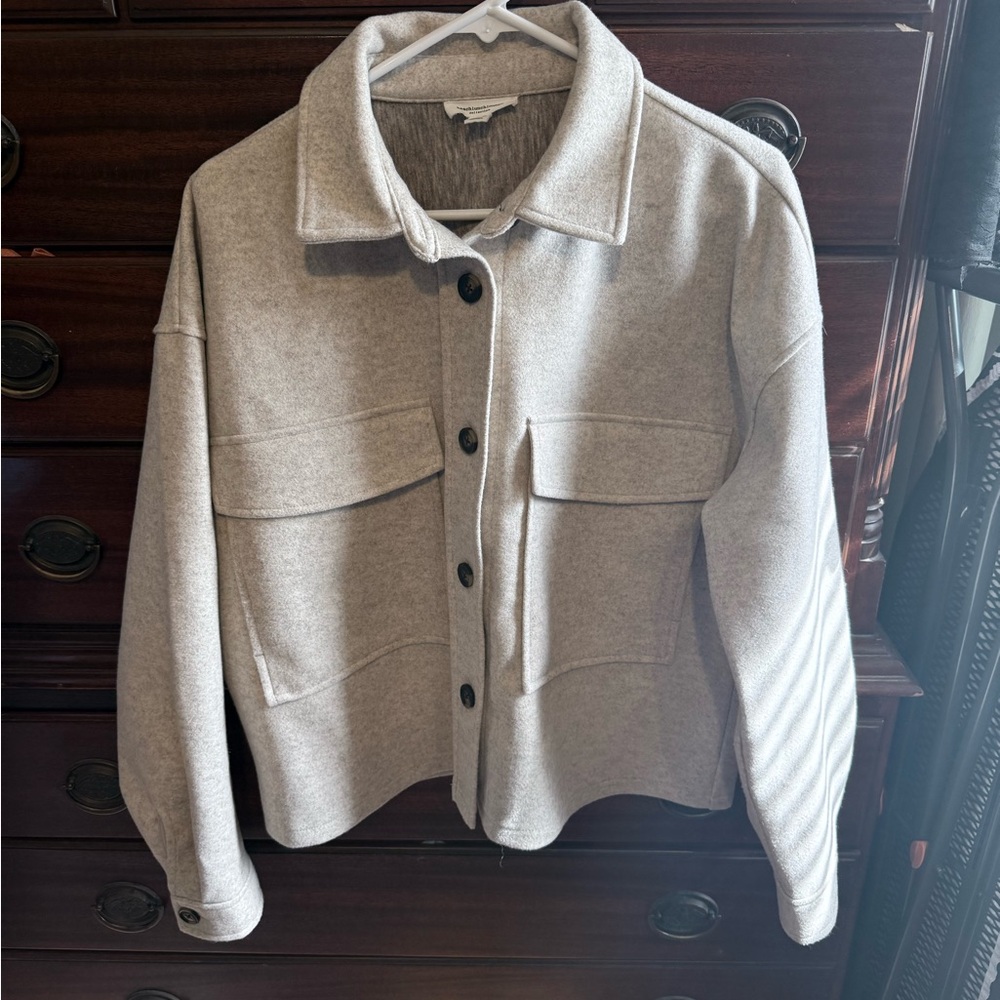 Women's Neutral Gray Button-Front Jacket
